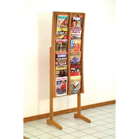 Vertex 6 x 2 in. Stance 12 Pocket Curved Floor Display - Black & Medium Oak VE3939482